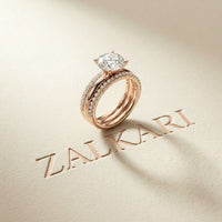 3.50 Ct Round Cut Moissanite Signature Stack Ring Rose Gold
