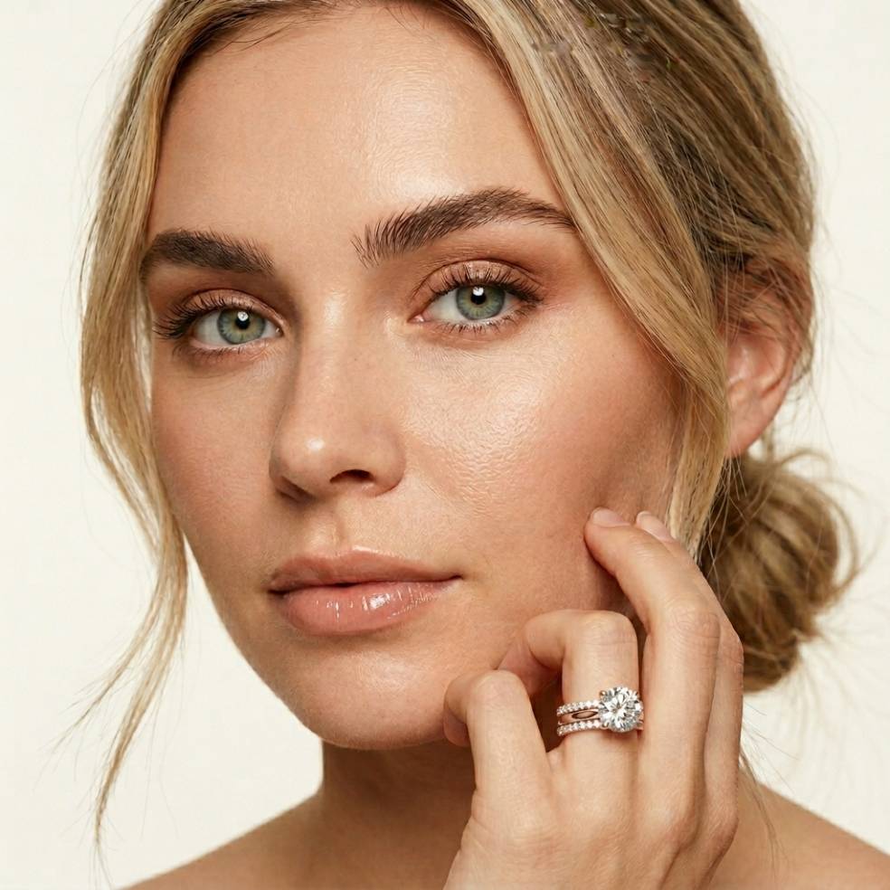 3.50 Ct Round Cut Moissanite Signature Stack Ring Rose Gold