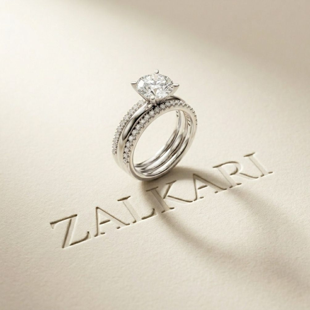 3.50 Ct Round Cut Moissanite Signature Stack Ring White