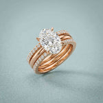 3.50 Ct Oval Cut Moissanite Elegant Stack Ring Rose Gold