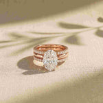 3.50 Ct Oval Cut Moissanite Elegant Stack Ring Rose Gold