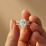 3.50 Ct Oval Cut Moissanite Elegant Stack Ring Rose Gold