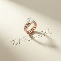 3.50 Ct Oval Cut Moissanite Elegant Stack Ring Rose Gold