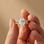 3.50 Ct Oval Cut Moissanite Elegant Stack Ring Gold