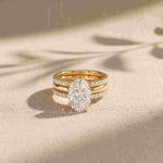 3.50 Ct Oval Cut Moissanite Elegant Stack Ring Gold