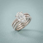 3.50 Ct Oval Cut Moissanite Elegant Stack Ring White