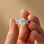 3.50 Ct Oval Cut Moissanite Elegant Stack Ring White