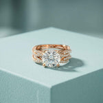 3.25 Ct Round Cut Moissanite Pave Stack Ring Rose Gold
