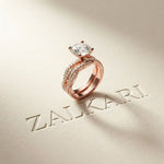 3.25 Ct Round Cut Moissanite Pave Stack Ring Rose Gold