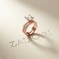 3.25 Ct Round Cut Moissanite Pave Stack Ring Rose Gold