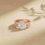 3.25 Ct Round Cut Moissanite Pave Stack Ring Rose Gold