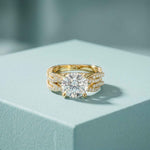 3.25 Ct Round Cut Moissanite Pave Stack Ring Gold