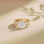 3.25 Ct Round Cut Moissanite Pave Stack Ring Gold