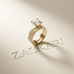 3.25 Ct Round Cut Moissanite Pave Stack Ring Gold