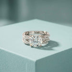3.25 Ct Round Cut Moissanite Pave Stack Ring White