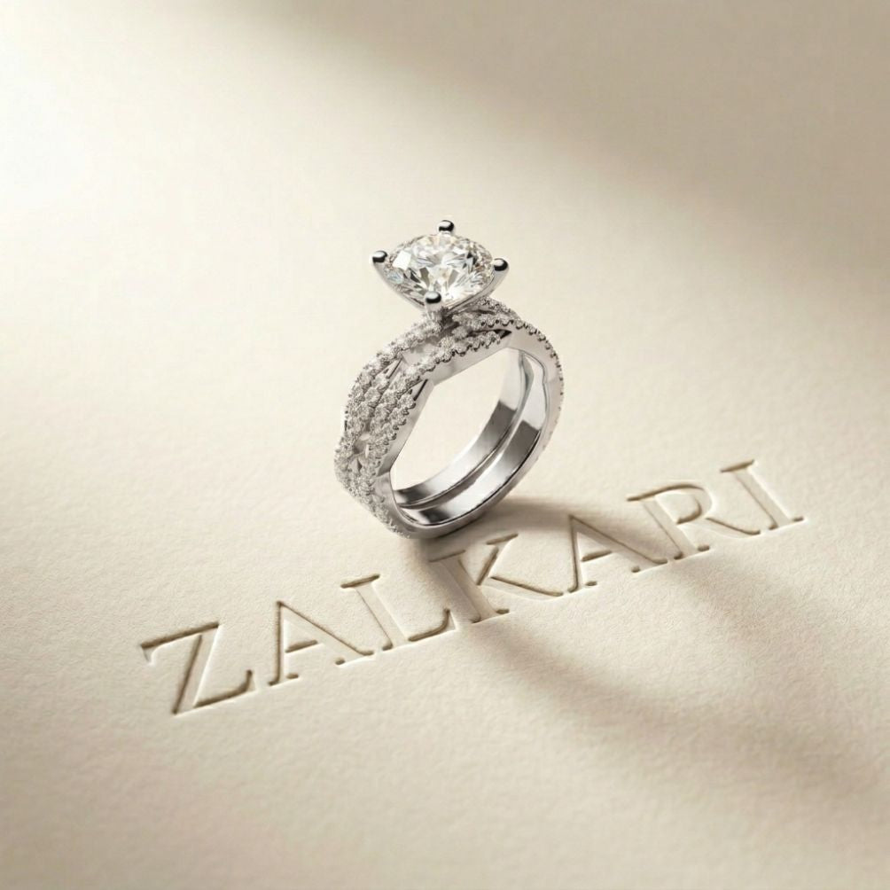 3.25 Ct Round Cut Moissanite Pave Stack Ring White