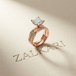 3.25 Ct Asscher Cut Moissanite Twisted Pave Ring Rose Gold