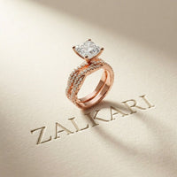 3.25 Ct Asscher Cut Moissanite Twisted Pave Ring Rose Gold