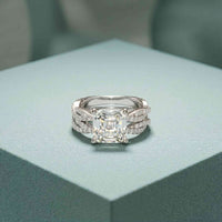 3.25 Ct Asscher Cut Moissanite Twisted Pave Ring White