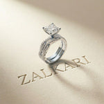 3.25 Ct Asscher Cut Moissanite Twisted Pave Ring White