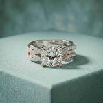 3.25 Ct Cushion Cut Moissanite Interwoven Pavé Ring White