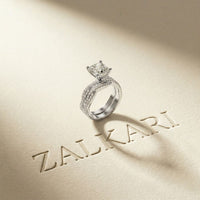 3.25 Ct Cushion Cut Moissanite Interwoven Pavé Ring White