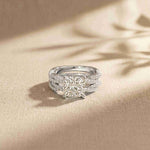 3.25 Ct Cushion Cut Moissanite Interwoven Pavé Ring White
