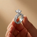 3.25 Ct Cushion Cut Moissanite Interwoven Pavé Ring White