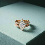 3.25 Ct Marquise Cut Moissanite Twisted Pavé Ring