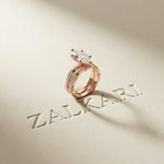 3.25 Ct Marquise Cut Moissanite Twisted Pavé Ring