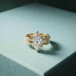 3.25 Ct Marquise Cut Moissanite Twisted Pavé Ring