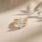 3.25 Ct Marquise Cut Moissanite Twisted Pavé Ring