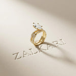 3.25 Ct Marquise Cut Moissanite Twisted Pavé Ring