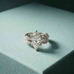 3.25 Ct Marquise Cut Moissanite Twisted Pavé Ring