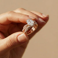 3.25 Ct Oval Cut Moissanite Sculpted Pavé Ring