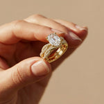 3.25 Ct Oval Cut Moissanite Sculpted Pavé Ring