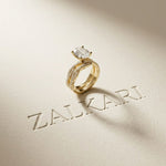3.25 Ct Oval Cut Moissanite Sculpted Pavé Ring