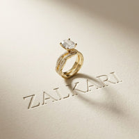 3.25 Ct Oval Cut Moissanite Sculpted Pavé Ring