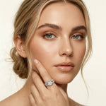 3.25 Ct Oval Cut Moissanite Sculpted Pavé Ring