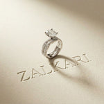 3.25 Ct Oval Cut Moissanite Sculpted Pavé Ring