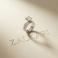 3.25 Ct Oval Cut Moissanite Sculpted Pavé Ring