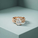 3.25 Ct Pear Cut Moissanite Crisscross Pavé Ring