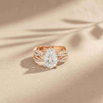 3.25 Ct Pear Cut Moissanite Crisscross Pavé Ring