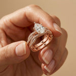 3.25 Ct Pear Cut Moissanite Crisscross Pavé Ring