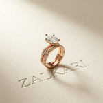 3.25 Ct Pear Cut Moissanite Crisscross Pavé Ring
