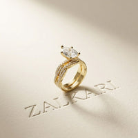 3.25 Ct Pear Cut Moissanite Crisscross Pavé Ring