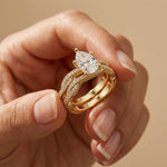 3.25 Ct Pear Cut Moissanite Crisscross Pavé Ring