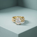 3.25 Ct Pear Cut Moissanite Crisscross Pavé Ring