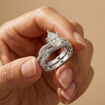 3.25 Ct Pear Cut Moissanite Crisscross Pavé Ring