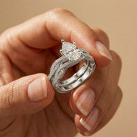 3.25 Ct Pear Cut Moissanite Crisscross Pavé Ring